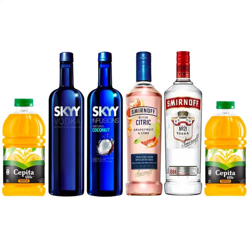 Vodka Smirnoff Citric Y Clasico + Sky Coconut + Cepita