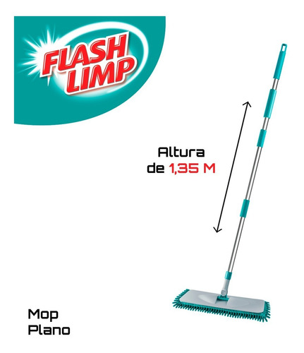Mop Plano 3 Em 1 Limpeza Pesada Esfregão Multiuso Flash Limp Verde