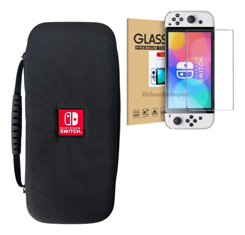 Estuche Protector Duro + Lamina Mica Nintendo Switch Oled