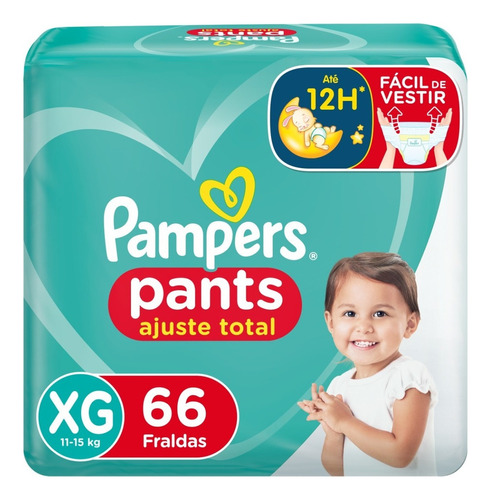 Fralda descartável infantil sem gênero Pants ajuste total XG 66 unidades Pampers