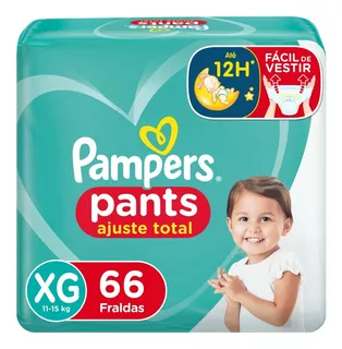 Fralda descartável infantil sem gênero Pants ajuste total XG 66 unidades Pampers