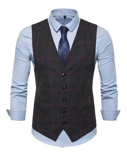 Chaleco De Traje Casual Con Cuello En V Para Hombre De Un So