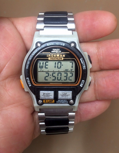 1ro.timex Ironman Triathlon 8 Lap Prata Made In Korea Raro