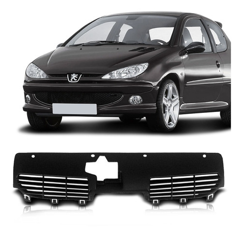 Grade Dianteira Peugeot 206 00 A 06 07 08 09 10 11 Preta