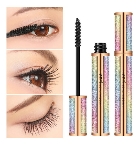 Máscara Para Rizar Pestañas Largas Leezi Mascara 4d Silk Fib