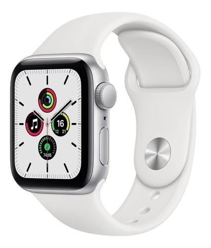 Apple Watch SE (GPS, 40mm) - Caja de aluminio color plata - Correa deportiva Blanca