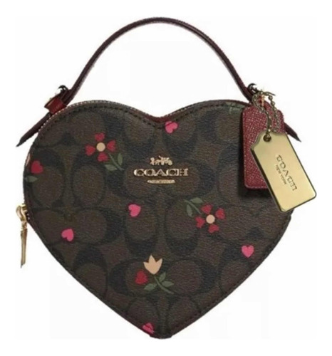 Bolsa Coach Corazon Café Monogram Nueva 100 % Original