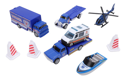 Juego De 6 Juguetes Blue Emergency Playset Para Coche De Bom