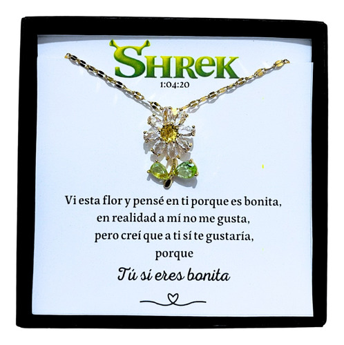 Collar Girasol Shrek Dije Regalo Para Mujer Joyería Plata  