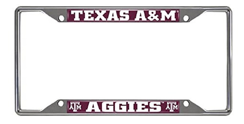 Licencia De Metal Cromado Fanmats 14895 De Texas Am Aggies