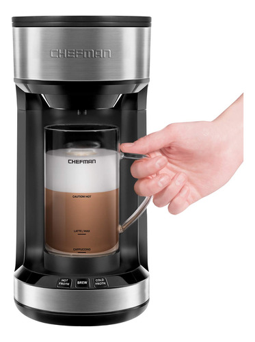 Chefman Froth + Brew - Cafetera Y Espumador De Leche, Cafet.