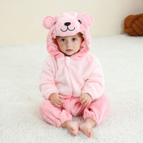 Mono Con Capucha Para Niños Y Niñas, Lindo Traje De Franela