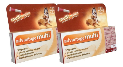 Advantage Multi 10 A 25 Kg Corazón, Sarna, Pulgas 2 Pack