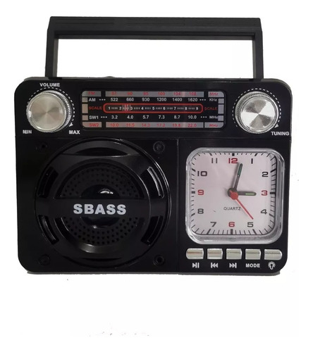 Rádio Relógio Retro Bluetooth Vintage Fm Am Sw Usb Portátil