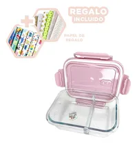 Comprar Pack2 Taper Con 2 Divisiones Con Tapa Rosa Y+papel De Regalo