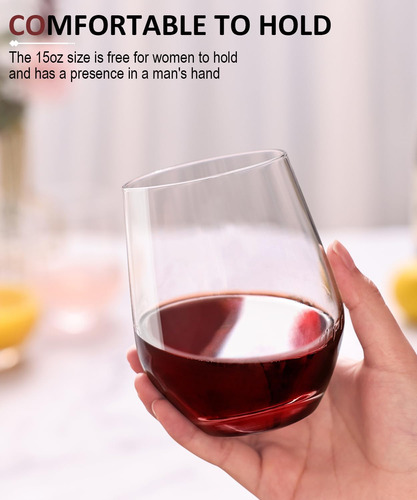 Oja Juego De 4 Copas De Vino Sin Tallo, Copas De Vino Blanco
