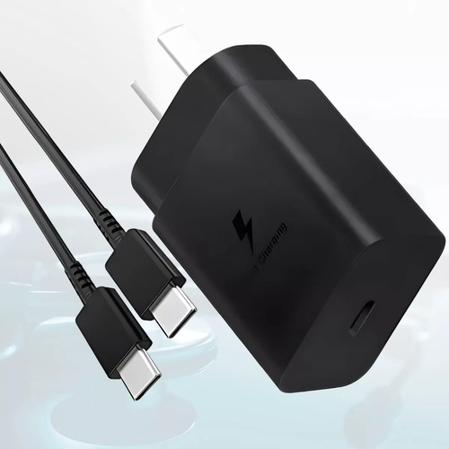 Cargador Original 25w + Cable Para Samsung A15 A25 A35 A55 Negro
