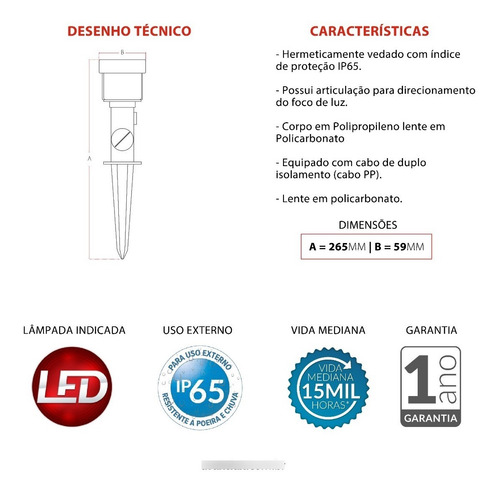 Imagem 3 de 6 de Espeto De Jardim Hummer 5w Branco Quente 3000k Avant Ip65