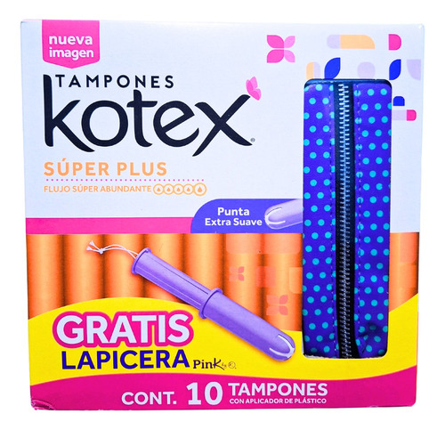 Kit 2 Pz Tampones Kotex Super Plus Flujo Abundante Femenina