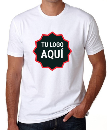 Remera Blanca Sublimada Personalizada Logo Doble Estampa