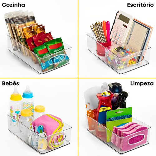 Organizador Geladeira Multiuso Armários Gavetas Kit Com 6 Cor Transparente