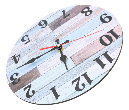 Reloj De Pared De Madera De Estilo Industrial Redondo Y Sile