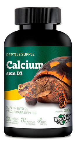 Terrestrepets Cálcio Sem D3 Réptil Iguana Pogona Jabuti 200g