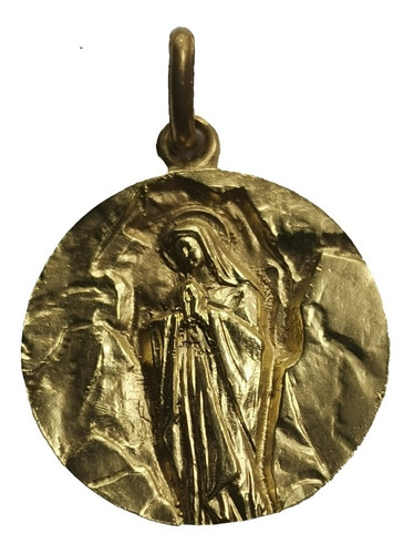 Medalla Oro 14k Virgen De Lourdes #328 Bautizo Comunión 