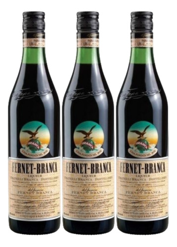 Fernet Branca Aperitivo Vermuth Botella 1000 Ml Pack X 3