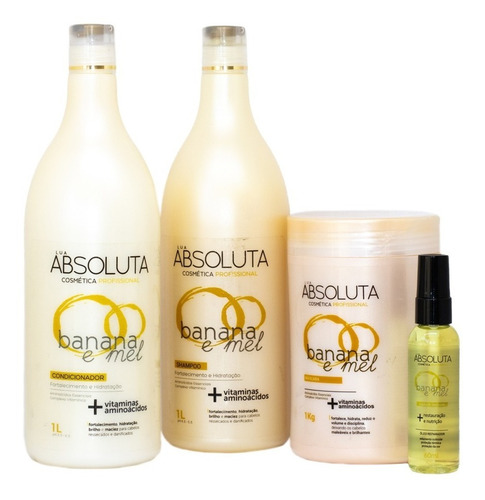 Hidrata Cabelos Banana E Mel Kit Completo Lua Absoluta 4 Un