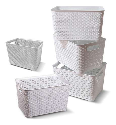 Canastos Organizador Plastico Rattan Cesto Colombraro X5