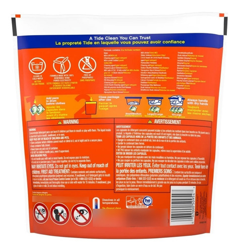 Detergente De Ropa Tide 3 En 1 Pods 16 Cápsulas.