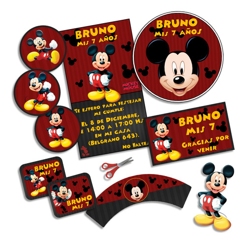 Kit Imprimible Mickey Texto Editable Cumpleaños Candybar
