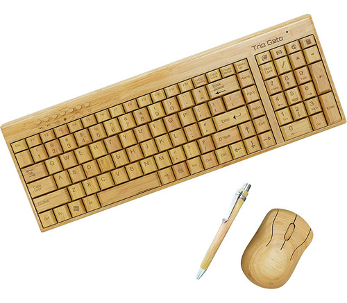 Teclado Y Mouse De Bambú Inalámbrico: Natural, Hecho A Mano