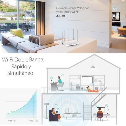 Imagen 2 de 9 de Router Inalambrico Tp-link Ac1350 Archer C60 Dualband