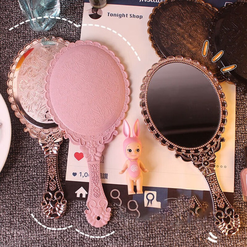 Espelho Portátil Abs+material De Vidro Handle Small Mirror