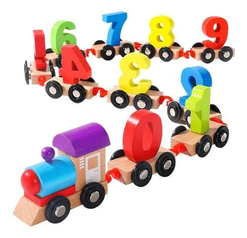 Imagen 1 de 7 de Tren De Números En Bloques Juguete De Madera Montessori