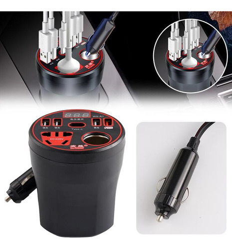 Inversor De Corriente Para Coche De 12 V/24 V A 220 V, Toma