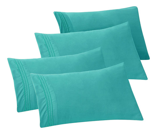 Paquete De 4 Fundas De Almohada De Microfibra Suaves Y Durad