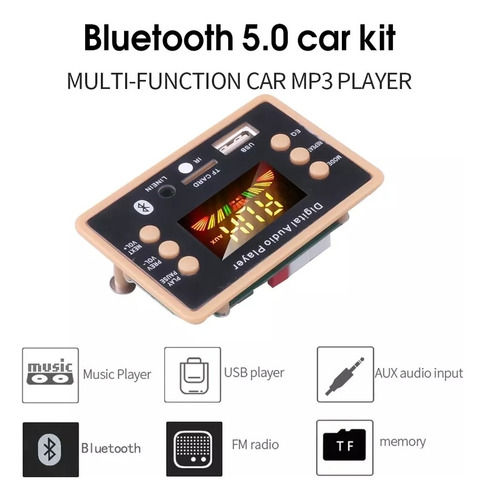 Imagen 3 de 5 de Modulo Mp3, Bluetooth 5.0 Usb Fm Microsd Stereo Vumetro Led