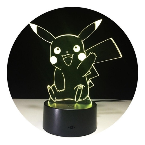 Imagen 1 de 10 de Lámpara Ilusión 3d Pokémon Pikachu