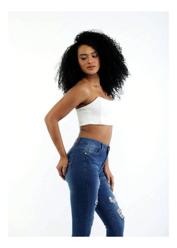 Jeans Colombianos De Ajuste Elástico Bordados Para Mujer
