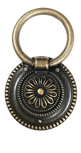 Tirador Manija Argolla Flor Bronce 47mm