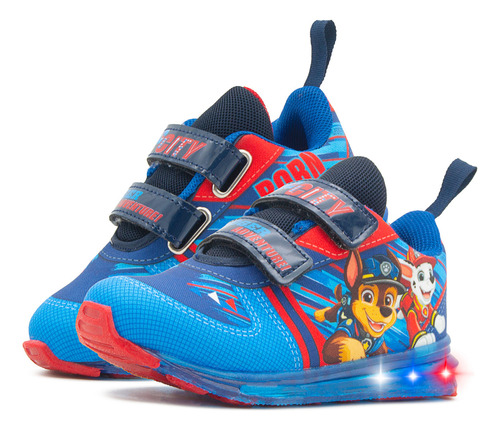 Tenis Casual Luces Led Paw Patrol Niño Velcro Marino 14-19