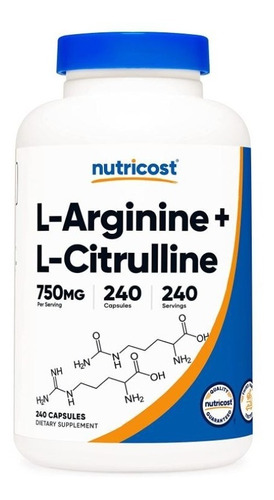 Original Nutricost L-arginina L-citrulina 750mg 240cap