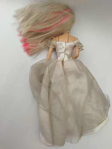 Barbie Vestido Blanco Princesa Mechón Rosa Perla 1998 (Usado)