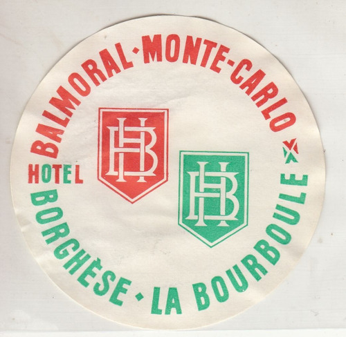 Antiguo Sticker Luggage Hotel Balmoral Monte Carlo Vintage
