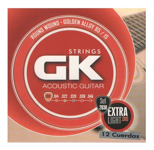 Encordado Acústica Gk 12 Cuerdas Extra Light