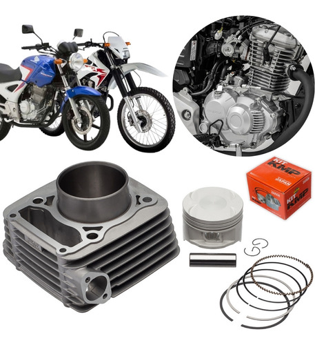 Kit Cilindro Kmp Pistão Jogo Anéis Std Honda Cbx 250 Xr 250