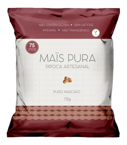 Pipoca Artesanal Mais Pura Sabor Puro Mascavo Pequena